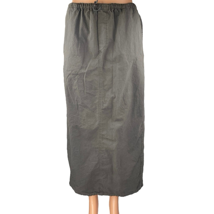 Zara Brown Elastic Waist Drawstring Zipper Pockets Maxi Straight Pencil Skirt S