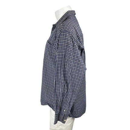 Salute Oleg Cassini Men's Blue Plaid Long Sleeve Button Down Shirt Top Size L