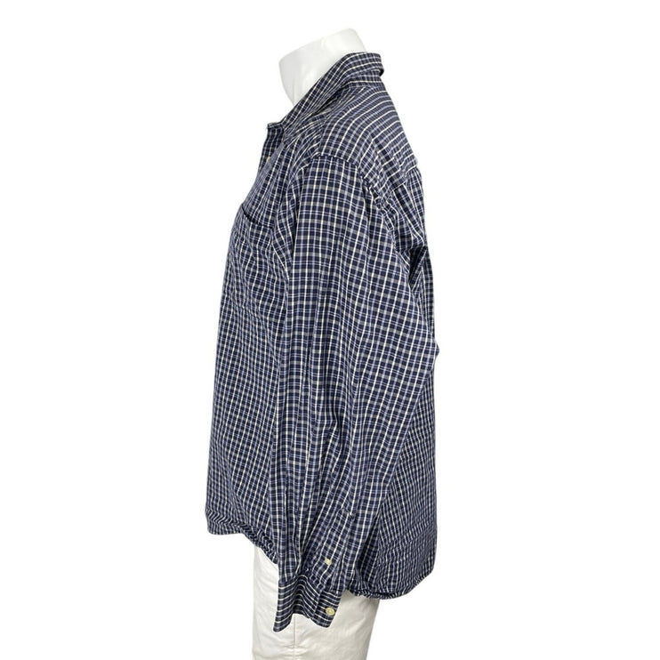 Salute Oleg Cassini Men's Blue Plaid Long Sleeve Button Down Shirt Top Size L