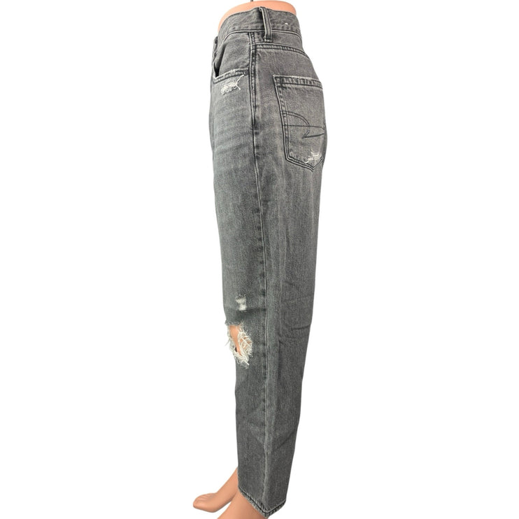 American Eagle Women's Gray Distressed High Rise Cropped Straight Denim Jeans 12