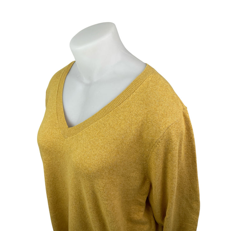 Croft & Barrow Women Yellow Knit Long Sleeve V Neck Pullover Sweater Top Size 3X