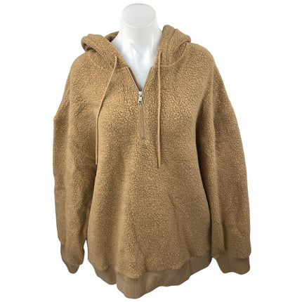 Aritzia The Group Babaton Lillian Wool Brown Faux Sherpa Hoodie Sweater Top M