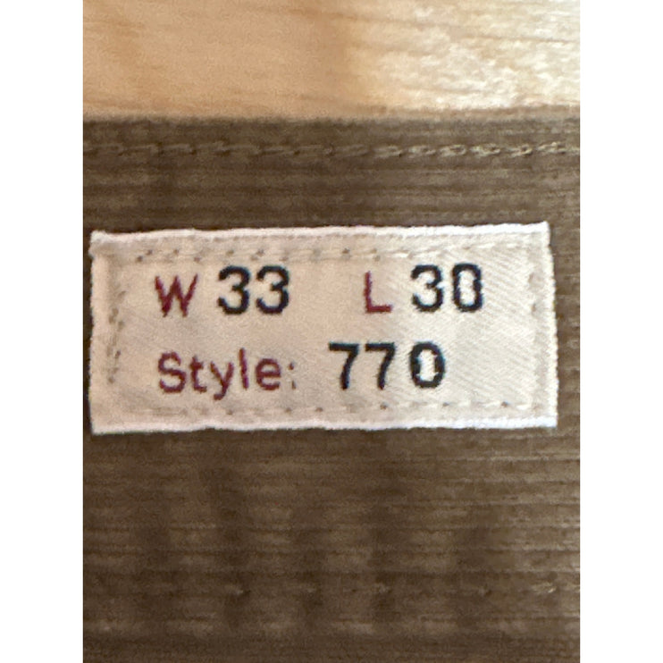 J.Crew 770 Men's Tan Corduroy Straight Fit Trousers Chino Khaki Pants Size 33x30