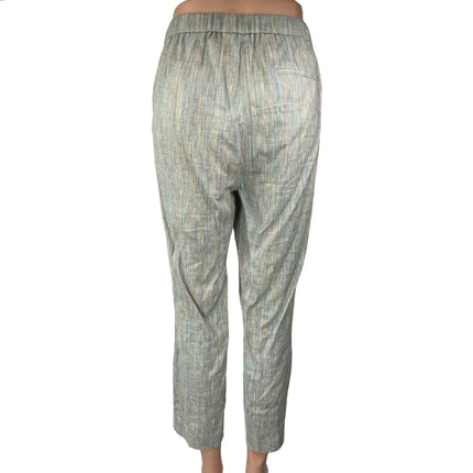 Theory Treeca Multicolor Linen Striped Mid Rise Straight Leg Trousers Pants 10