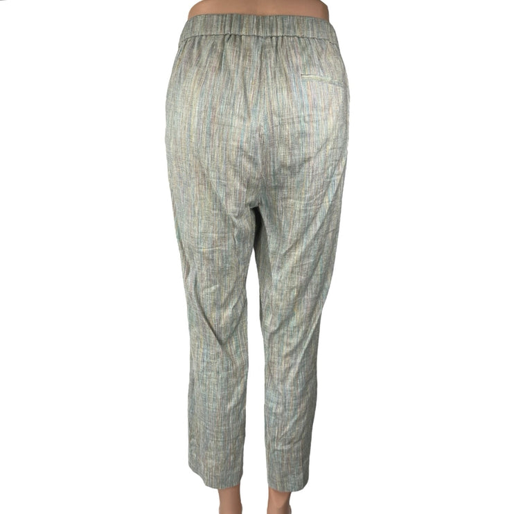 Theory Treeca Multicolor Linen Striped Mid Rise Straight Leg Trousers Pants 10