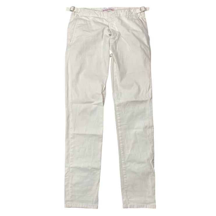 Orlebar Brown Women's White Mid Rise Slim Fit Chino Skinny Denim Jeans Pants 30