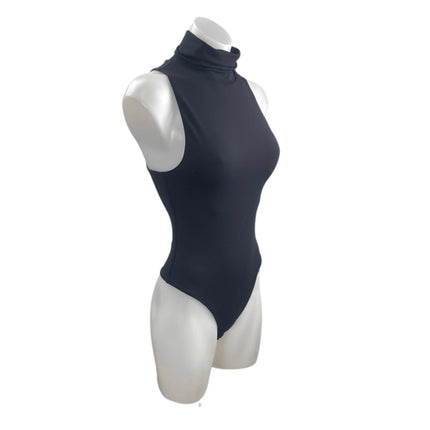 Aritzia Babaton Black Turtleneck Sleeveless Thong Slim Tank Bodysuit Top Size S