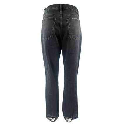 Abercrombie & Fitch Black Distressed Straight Ultra High Rise Denim Jeans Size 8
