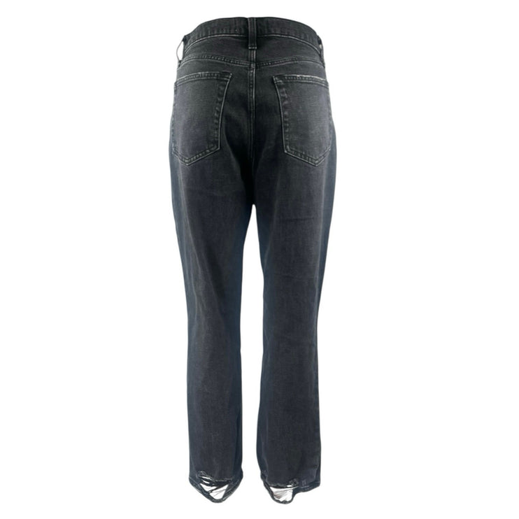 Abercrombie & Fitch Black Distressed Straight Ultra High Rise Denim Jeans Size 8