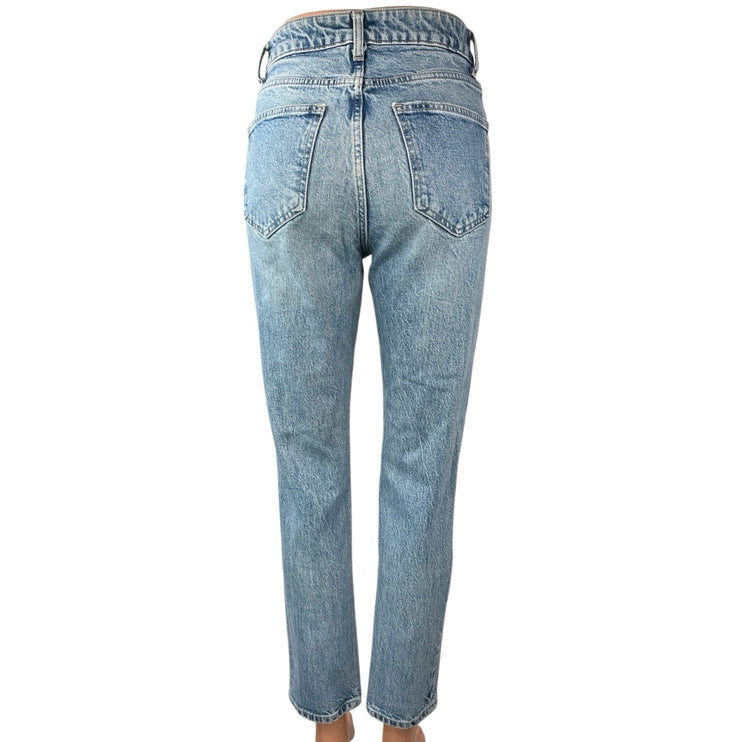 Zara Women's Blue Light Wash High Waisted Straight Ankle Denim Jeans Size 4