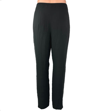 Giorgio Armani Borgo 21 Black 100% Silk Straight High Waist Trousers Pants Sz 40
