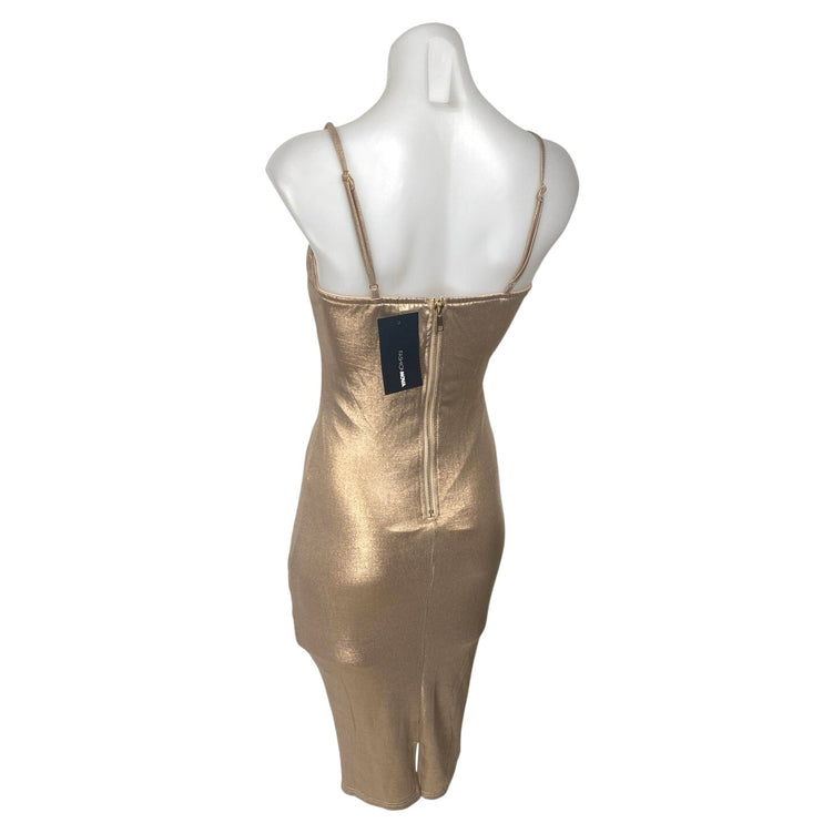 NEW Fashion Nova Caddie Rose Gold Sleeveless Cami Tank Mini Bodycon Dress Size S