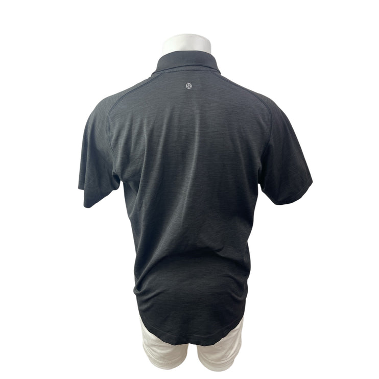 Lululemon Evolution Black Short Sleeve Activewear Athletic Polo Shirt Top Sz XL
