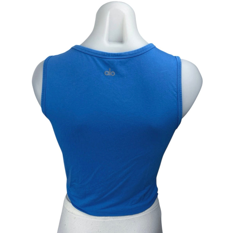 Alo Yoga Women's Blue Sleeveless Twist Front Cami Camisole Crop Tank Top Size S