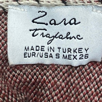 Zara Women's Multicolor Knit Short Sleeve Mini Shift Shirt Tunic Sweater Dress S