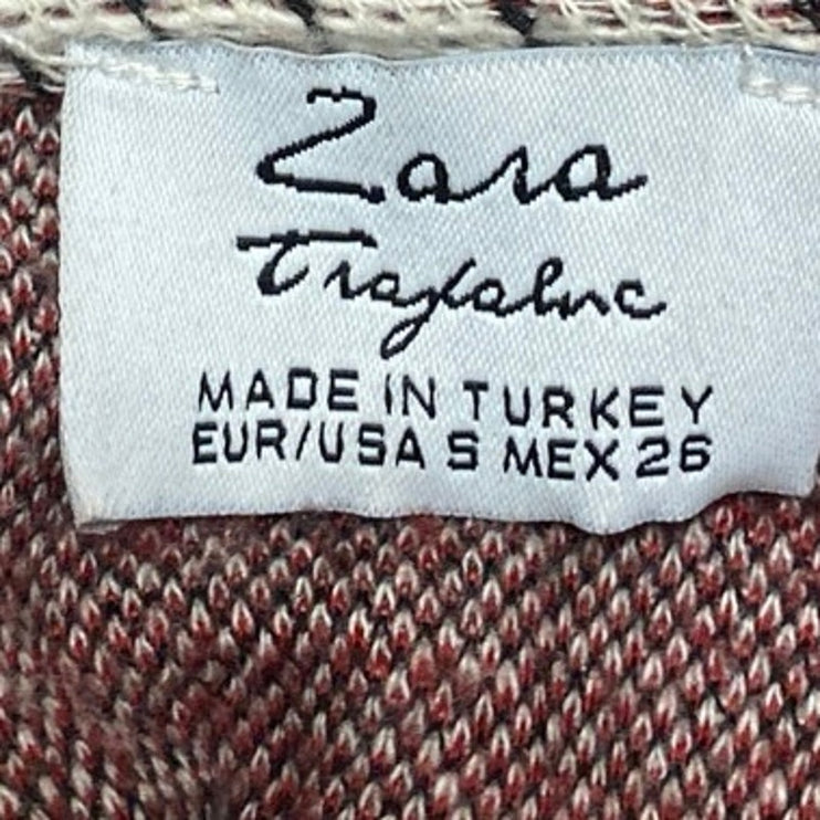 Zara Women's Multicolor Knit Short Sleeve Mini Shift Shirt Tunic Sweater Dress S