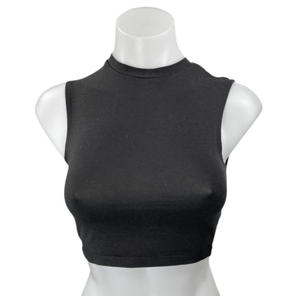 Zara Women's Black Sleeveless High Neck Stretch Pullover Crop Tank Top Size XS