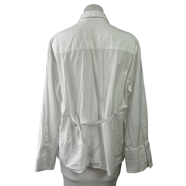 MNG Mango Women's White Long Sleeve Collared Oversixed Button Down Shirt Top 6