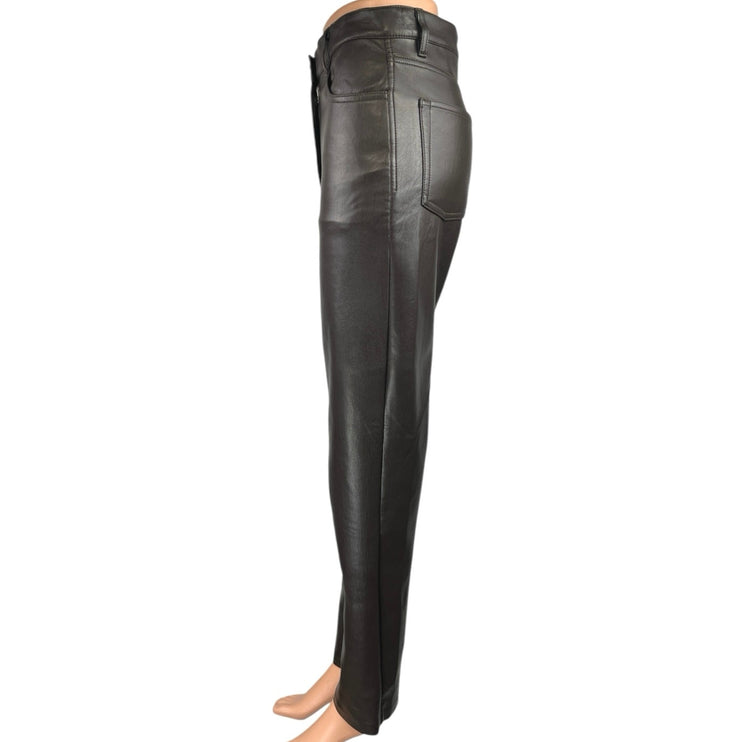 Aritzia Wilfred The Melina Tan Faux Leather High Rise Straight Trousers Pants 2