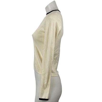 MNG Mango Women's Cream Long Sleeve Crew Neck Knit Cropped Sweater Top Size XS