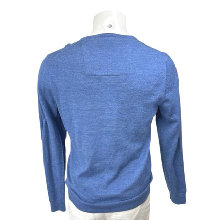 Calvin Klein 100% Wool Men's Blue Knit Long Sleeve V-Neck Sweater Top Size M