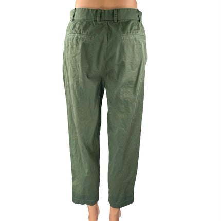 Everlane Women's Green High Rise Pleated Tapered Leg Crop Trousers Pants Size 0