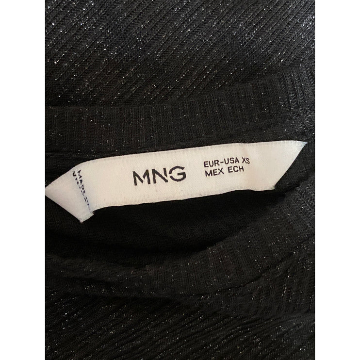 MNG Mango Women's Black Crew Neck Long Sleeve Slim Sweatshirt Sweater Top Sz XS