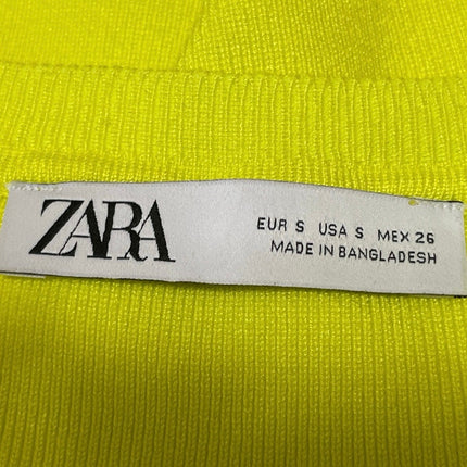 Zara Women's Yellow Green Sleeveless Ribbed Knit Racerback Crop Tank Top Size S