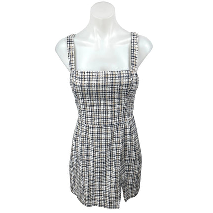Abercrombie & Fitch Blue Tweed Plaid Checkered Sleeveless Cami Mini Tank Dress S