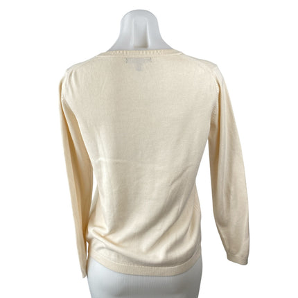 Banana Republic Women's Cream Long Sleeve Crew Neck Knit Sweater Top Size S