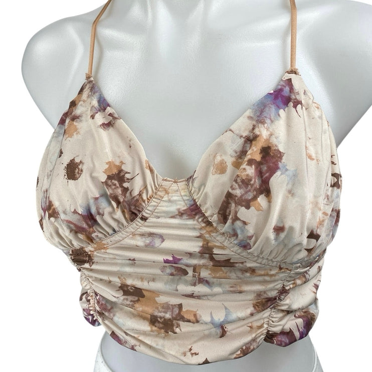 Urban Outfitters Multicolor Floral Girl Crush Ruched Camisole Tank Crop Top L