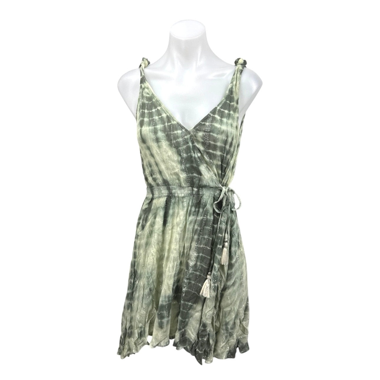 band of gypsies mini dress Band of Gypsies Green Metallic Tie Dye Sleeveless Mini Fit & Flare Wra –  Brie