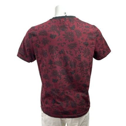 DKNY Men's Red Floral Graphic Crew Neck Shoprt Sleeve Basic Tee T-Shirt Top Sz M