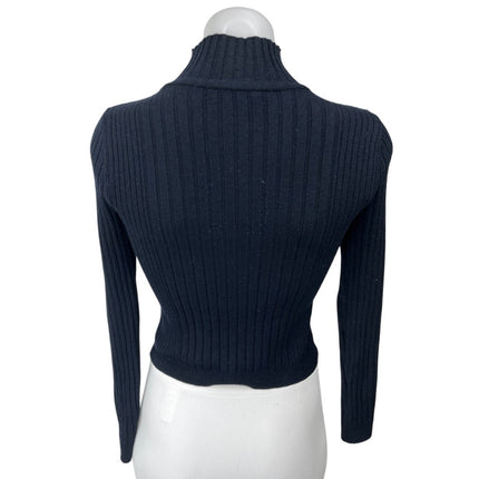 Urban Outfitters Black Ribbed Knit Turtleneck Cropped Pullover Sweater Top M