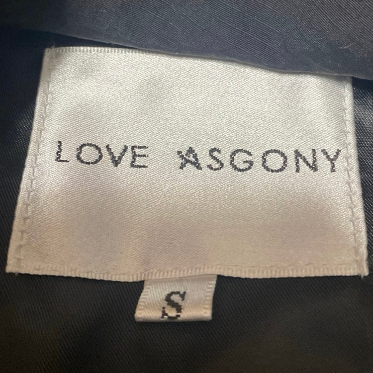Love Asgony Black Floral Lace Embroidered Long Sleeve Full Zip Coat Jacket Sz S
