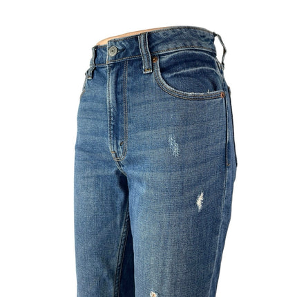 Abercrombie & Fitch Blue Distressed Frayed Raw Hem Skinny Denim Jeans Pants 24