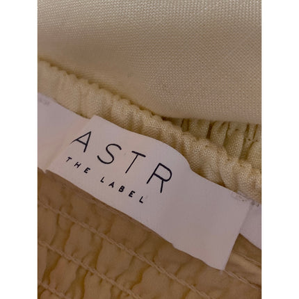 ASTR The Label Yellow Halter Pintucked Smocked Tie Sleeveless Crop Top Size S
