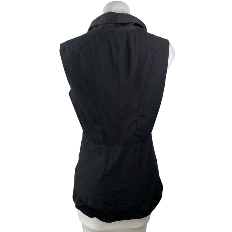 Bebe Women's Black Sleeveless Shawl Collar Career Vest Blazer Coat Jacket Size S
