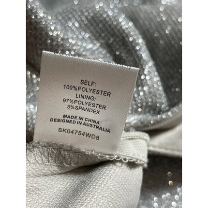 Meshki Silver Sparkly Glitter Shimmer High Waisted Pencil Mini Skirt Size XS