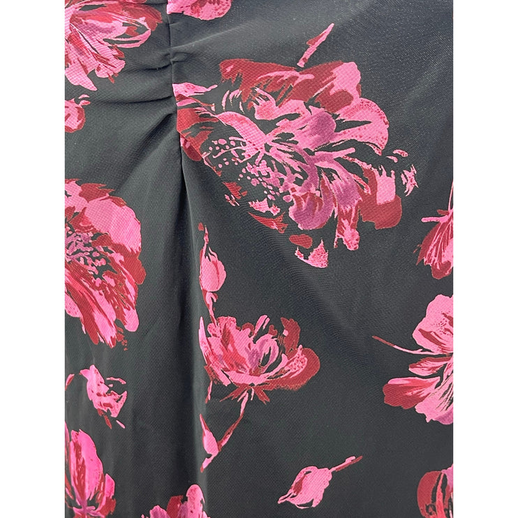 Rampage Black Pink Floral Sleeveless Asymmetrical Mini Cami Tank Slip Dress Sz 9
