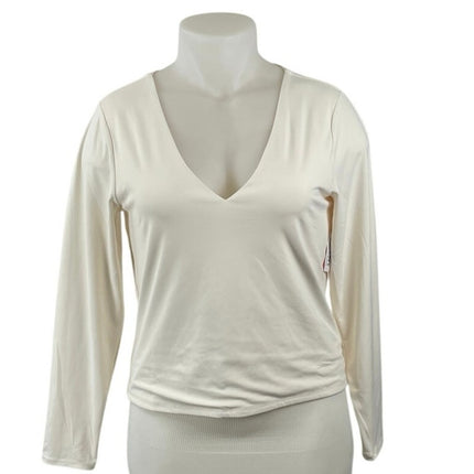 NEW Old Navy Women's White V Neck Long Sleeve Casula Tee Basic T-Shirt Top Sz XL