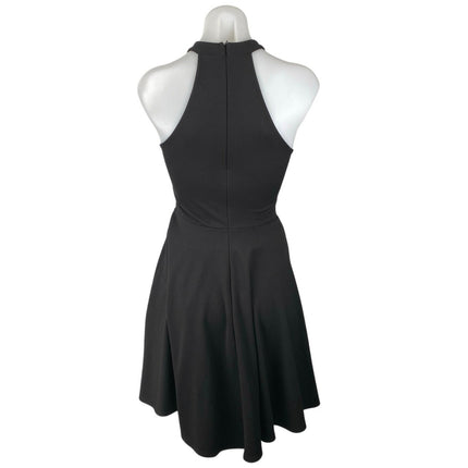 Aqua Women's Black Sleeveless Halter Zip Mini A-line Fit & Flare Dress Size S