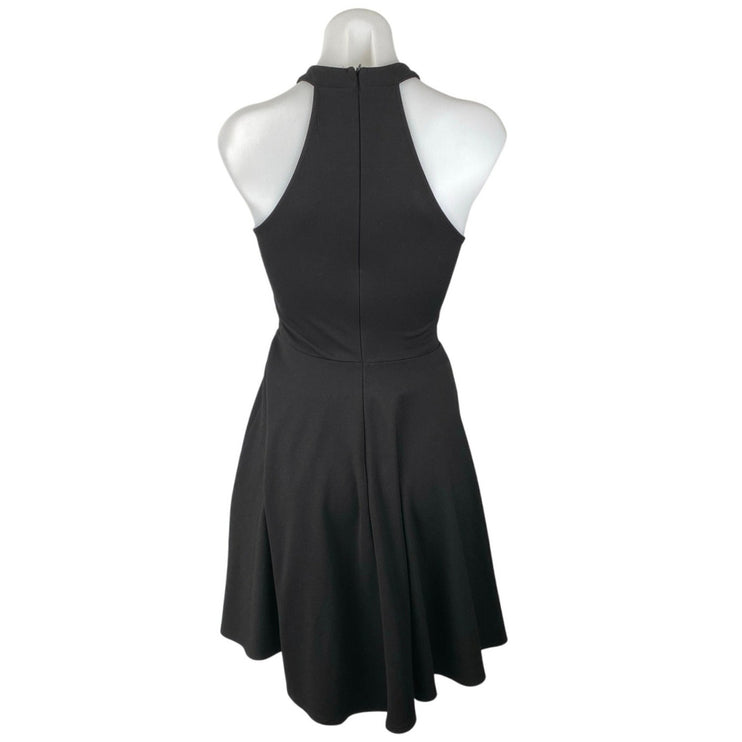 Aqua Women's Black Sleeveless Halter Zip Mini A-line Fit & Flare Dress Size S