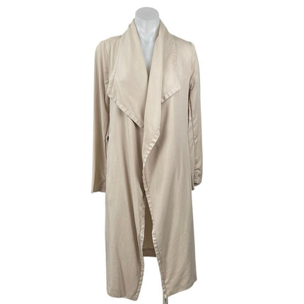 Glassons Beige Waterfall Drape Open Long Sleeve Cardigan Trench Coat Jacket Sz M