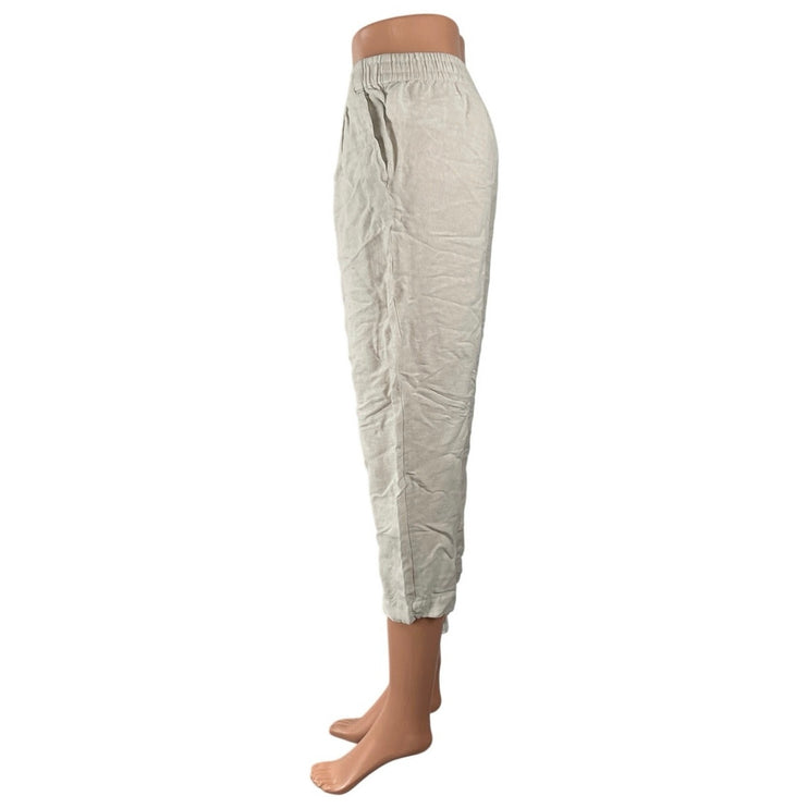 Madewell Lightspun White Linen High Rise Barrel Carrot Tapered Trousers Pants XS