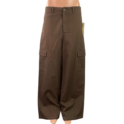 NEW Caara Women's Brown High Rise Wide Leg Baggy Palazzo Cargo Pants Size 6