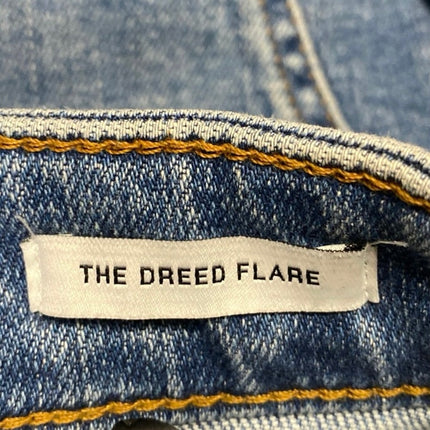 Zara The Dreed Flare Blue High Rise Medium Wash Raw Hem Crop Denim Jeans Size 4
