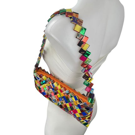 Multicolor Wrapper Woven Candy Gum Handmade Upcycled Purse Shoulder Handbag
