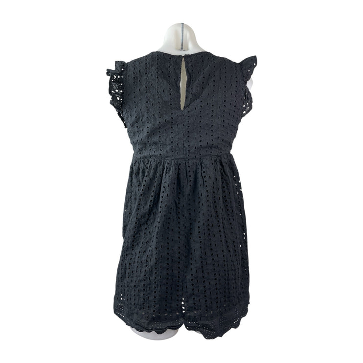 Mustard Seed Black Short Sleeve Smocked Ruffle V Neck Pleated Romper Shorts Sz S