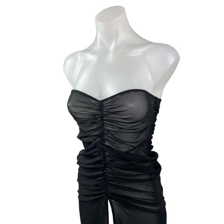 PrettyLittleThing x Naomi Campbell Black Bandeau Ruched Strapless Blouse Top 4